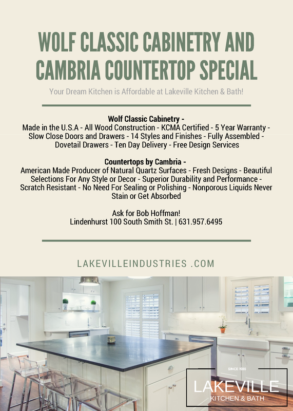 Financing Offer on Wolf Kitchen Cabinets and Cambria Countertops, Lakeville Kitchen and Bath 